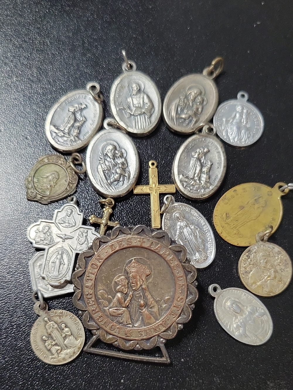 Religious Medal Necklace Collection - Mixed Metal Devotional Charms